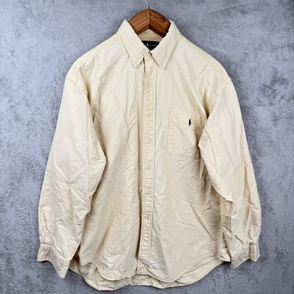Ralph Lauren Shirt Mens XL Blake Button Down Butter Yellow L/S Preppy Pony Logo
